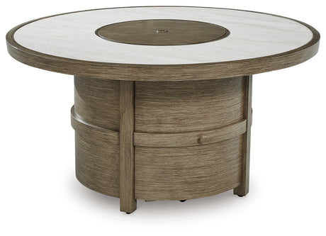Furniture City Houma - Ashley Furniture - Rainier Ranch Fire Pit Table - Round Fire Pit Table / Beige - P701-776