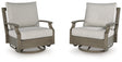 Furniture City Houma - Ashley Furniture - Rainier Ranch Outdoor Swivel Glider Chair with Cushion - Swivel Glider Chair w/Cushion / Brown/Beige - P701-821