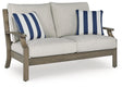 Furniture City Houma - Ashley Furniture - Rainier Ranch Outdoor Loveseat with Cushion - Loveseat w/Cushion / Brown/Beige - P701-835