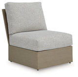 Furniture City Houma - Ashley Furniture - Kimpton Isle Outdoor Armless Chair with Cushion - Armless Chair w/Cushion / Brown/Beige - P704-846