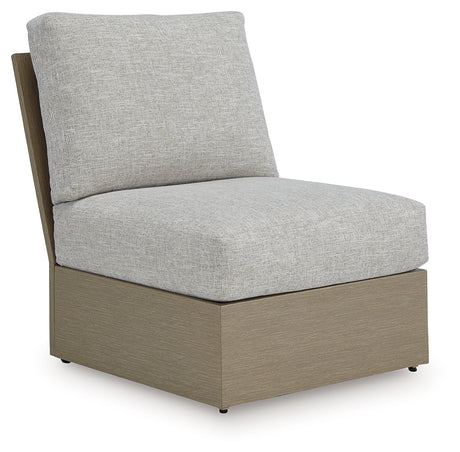 Furniture City Houma - Ashley Furniture - Kimpton Isle Outdoor Armless Chair with Cushion - Armless Chair w/Cushion / Brown/Beige - P704-846