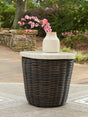 Furniture City Houma - Ashley Furniture - Kimora Outdoor End Table - Square End Table / Beige/Dark Brown - P711-702