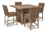 Furniture City Houma - Ashley Furniture - Walton Bridge Outdoor Bar Table and 4 Barstools - Outdoor Bar Table and 4 Barstools - P749P1