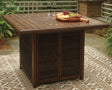 Furniture City Houma - Ashley Furniture - Paradise Trail Bar Table with Fire Pit - Square Bar Table w/Fire Pit / Medium Brown - P750-665