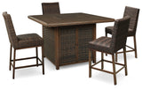 Furniture City Houma - Ashley Furniture - Paradise Trail Outdoor Counter Height Dining Table with 4 Barstools - Outdoor Counter Height Dining Table with 4 Barstools / Medium Brown - P750P5
