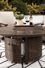 Paradise Trail Outdoor Fire Pit Table with 4 Lounge Chairs