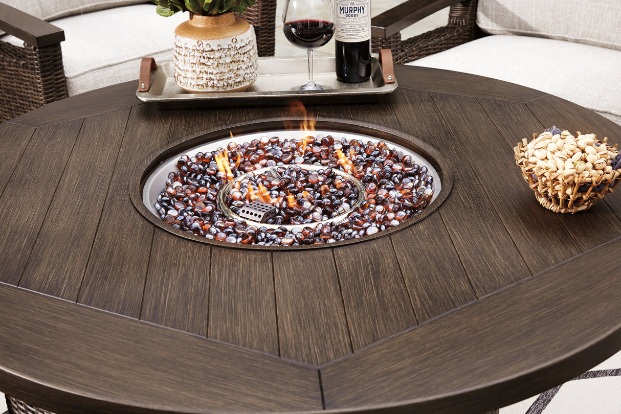 Paradise Trail Outdoor Fire Pit Table with 4 Lounge Chairs