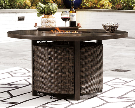 Furniture City Houma - Ashley Furniture - Paradise Trail Fire Pit Table - Round Fire Pit Table / Medium Brown - P750-776