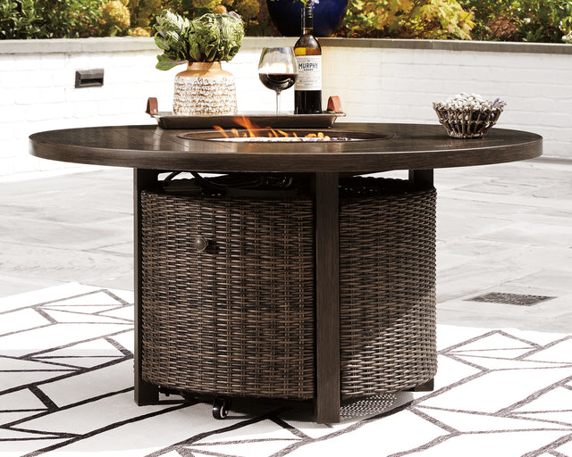 Furniture City Houma - Ashley Furniture - Paradise Trail Fire Pit Table - Round Fire Pit Table / Medium Brown - P750-776