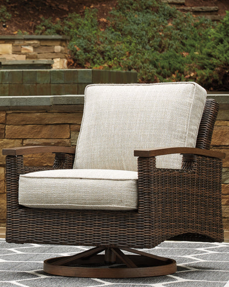 Furniture City Houma - Ashley Furniture - Paradise Trail Outdoor - Outdoor Counter Height Dining Table with 4 Barstools / Medium Brown - P750P5