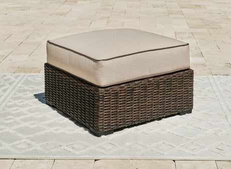 Furniture City Houma - Ashley Furniture - Coastline Bay Outdoor Ottoman with Cushion - Ottoman with Cushion / Brown - P784-814