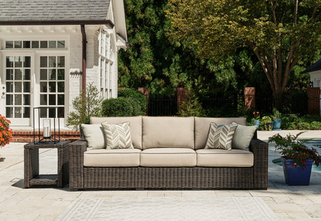 Furniture City Houma - Ashley Furniture - Coastline Bay Outdoor Sofa with Cushion - Sofa with Cushion / Brown - P784-838