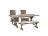 Furniture City Houma - Ashley Furniture - Beachcroft Outdoor Dining Table with 2 Chairs and 2 Benches - Outdoor Dining Table with 2 Chairs and 2 Benches - P791P3