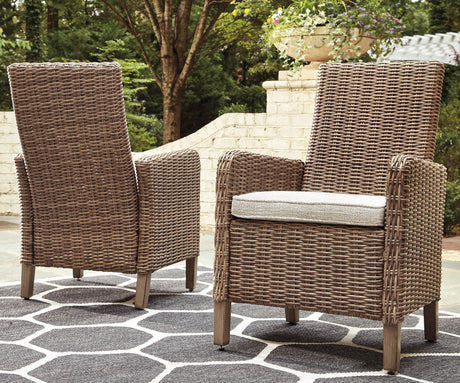 Furniture City Houma - Ashley Furniture - Beachcroft Outdoor Arm Chair with Cushion (Set of 2) - Arm Chair With Cushion (Set of 2) / Beige - P791-601A