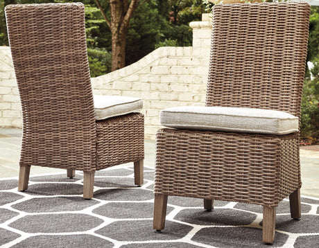 Furniture City Houma - Ashley Furniture - Beachcroft Outdoor Side Chair with Cushion (Set of 2) - Side Chair with Cushion (Set of 2) / Beige - P791-601