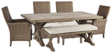 Furniture City Houma - Ashley Furniture - Beachcroft Outdoor Dining Table with 4 Chairs and Bench - Outdoor Dining Table with 4 Chairs and Bench - P791P4