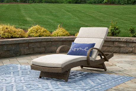 Furniture City Houma - Ashley Furniture - Beachcroft Outdoor Chaise Lounge with Cushion - Chaise Lounge with Cushion / Beige - P791-815