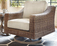 Furniture City Houma - Ashley Furniture - Beachcroft Outdoor Swivel Lounge with Cushion - Swivel Lounge Chair (1/CN) / Beige - P791-821
