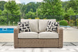 Furniture City Houma - Ashley Furniture - Beachcroft Outdoor Loveseat with Cushion - Loveseat w/Cushion / Beige - P791-835