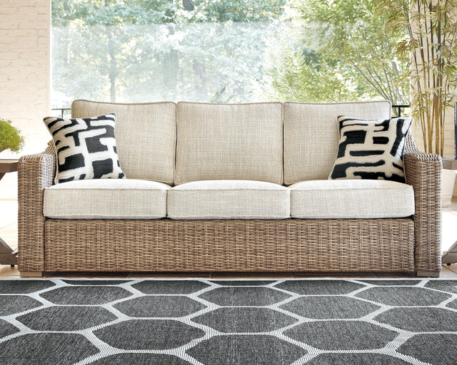 Furniture City Houma - Ashley Furniture - Beachcroft Outdoor Sofa with Cushion - Sofa with Cushion / Beige - P791-838