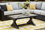Furniture City Houma - Ashley Furniture - Beachcroft Outdoor Coffee Table - Rectangular Cocktail Table / Black/Light Gray - P792-701