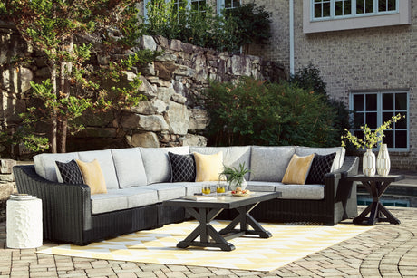 Furniture City Houma - Ashley Furniture - Beachcroft 4-Piece Outdoor Sectional - 4-Piece Outdoor Sectional / Black/Light Gray - P792P2