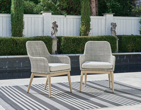 Furniture City Houma - Ashley Furniture - Seton Creek Outdoor Dining Arm Chair (Set of 2) - Arm Chair With Cushion (Set of 2) / Gray - P798-601A