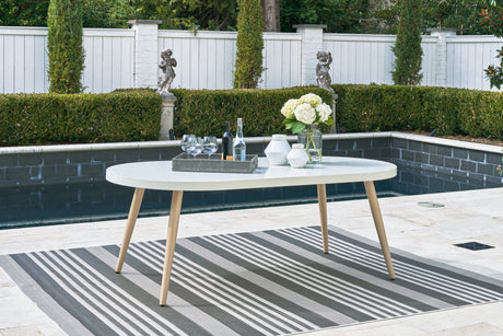 Furniture City Houma - Ashley Furniture - Seton Creek Outdoor Dining Table - Oval Dining Table w/UMB OPT / White - P798-625