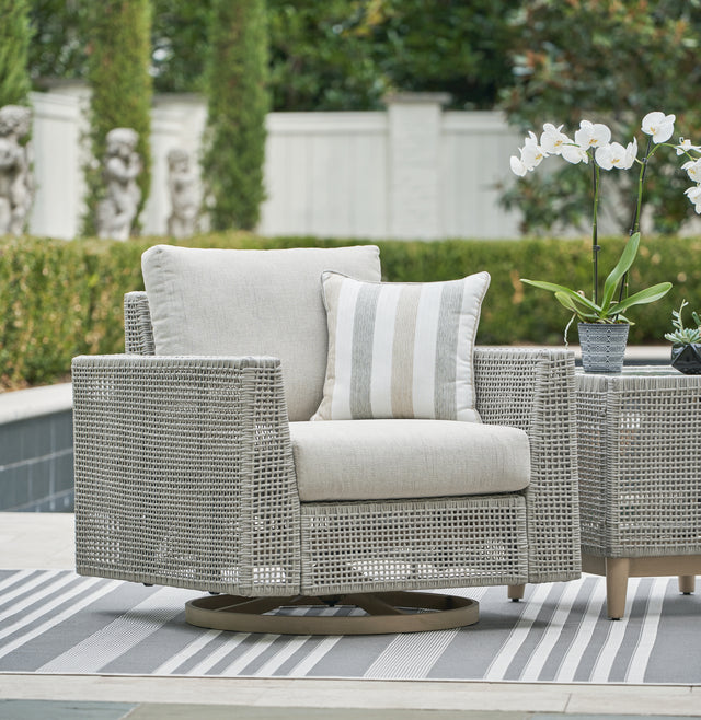 Furniture City Houma - Ashley Furniture - Seton Creek Outdoor - Round Bar Table w/UMB OPT / Beige - P798-613