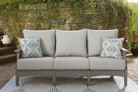 Furniture City Houma - Ashley Furniture - Visola Outdoor Sofa with Cushion - Sofa with Cushion / Gray - P802-838
