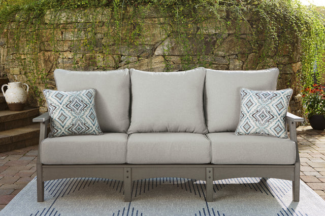 Furniture City Houma - Ashley Furniture - Visola Outdoor Sofa with Cushion - Sofa with Cushion / Gray - P802-838