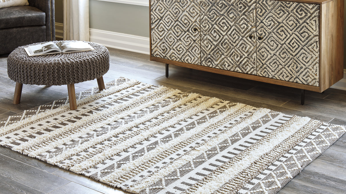 Furniture City Houma - Ashley Furniture - Karalee Rug - 8' x 10' Rug / Ivory/Brown - R404441