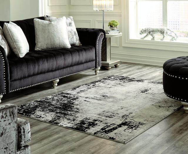 Furniture City Houma - Ashley Furniture - Zekeman Rug - 5'3" x 7'7" Rug / Black/Cream/Gray - R404922