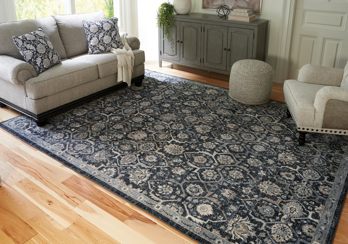 Furniture City Houma - Ashley Furniture - Hilcott Rug - 7'10" x 10'6" Rug / Blue/Cream/Brown - R406111