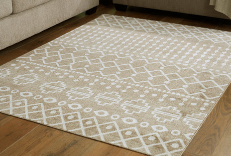 Furniture City Houma - Ashley Furniture - Bunchly Rug - 7'10" x 10'3" Washable Rug / Tan/Brown/Cream - R406221