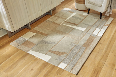 Furniture City Houma - Ashley Furniture - Abbotton Rug - 5' x 7' Rug / Taupe/Gray/Caramel - R406332