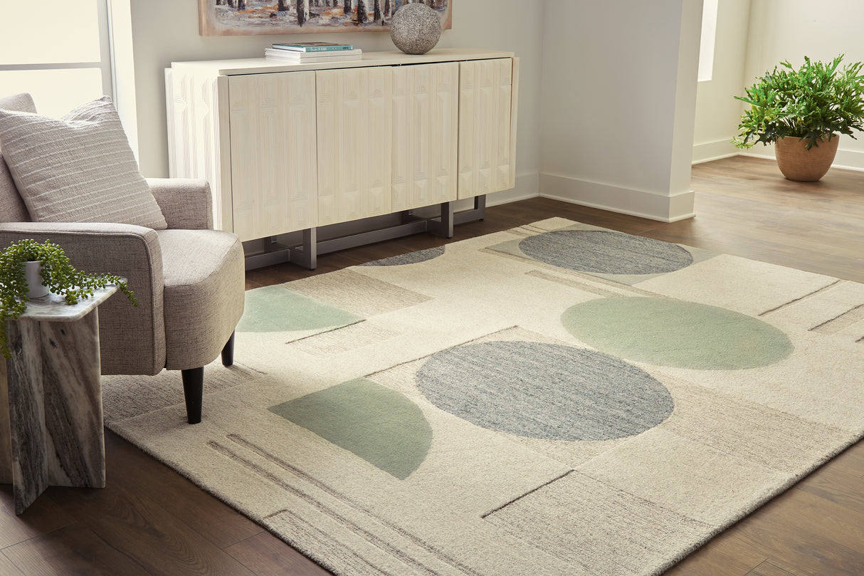 Furniture City Houma - Ashley Furniture - Dallane Rug - 8' x 10' Rug / Linen/Blue/Green - R406351