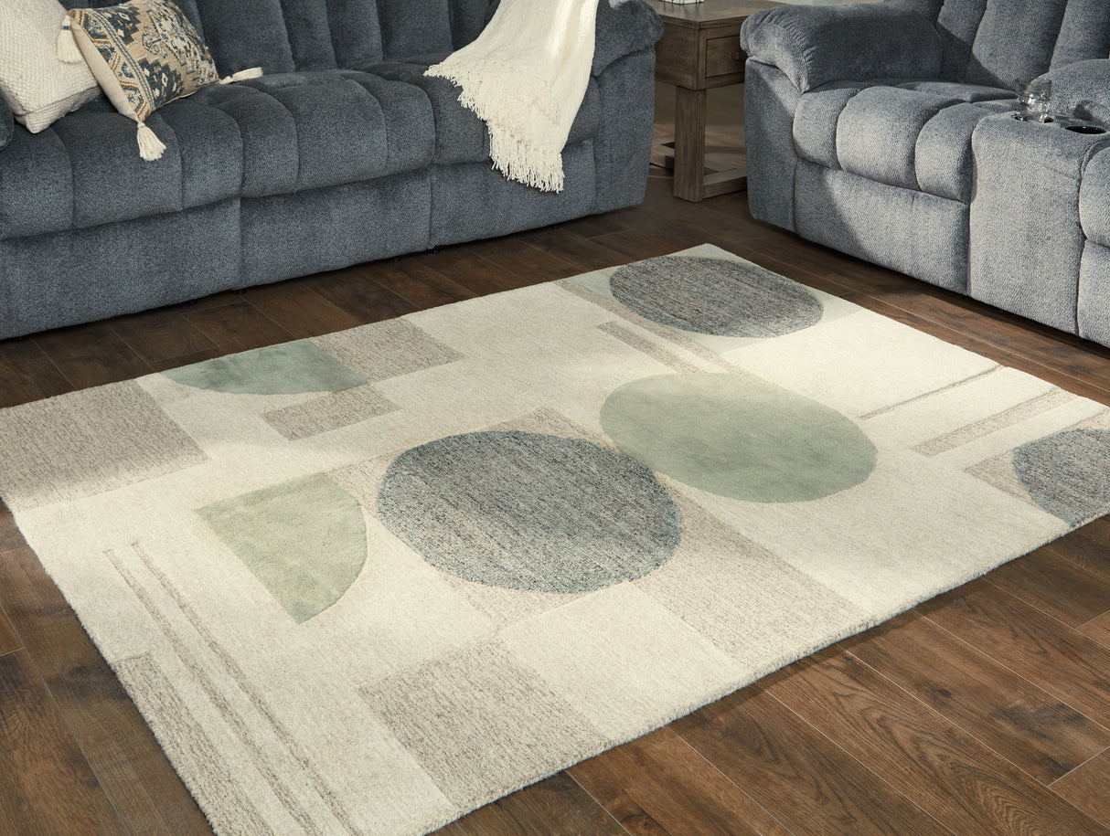 Furniture City Houma - Ashley Furniture - Dallane Rug - 5' x 7' Rug / Linen/Blue/Green - R406352