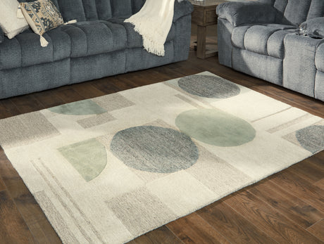 Furniture City Houma - Ashley Furniture - Dallane Rug - 5' x 7' Rug / Linen/Blue/Green - R406352