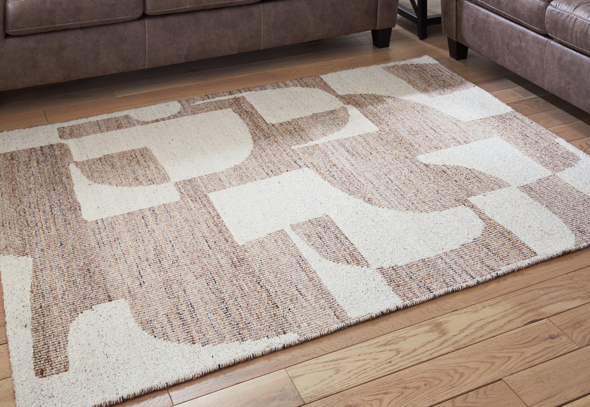 Furniture City Houma - Ashley Furniture - Brynnfield Rug - 5' x 7' Rug / Beige/Brown - R406372