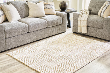 Furniture City Houma - Ashley Furniture - Adanmund Rug - 5' x 7' Rug / Beige/Caramel - R406412