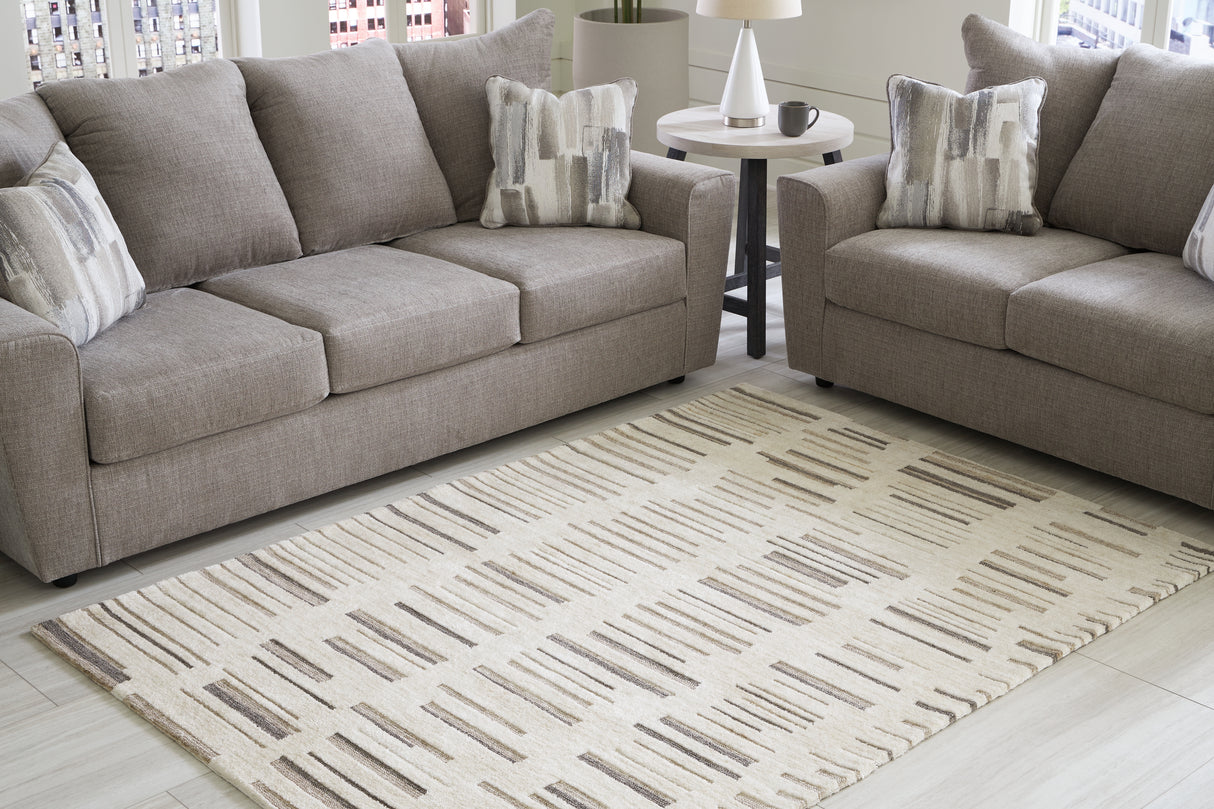 Furniture City Houma - Ashley Furniture - Leesdale Rug - 5' x 7' Rug / Ivory/Brown/Black - R406422