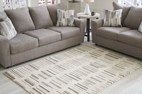 Furniture City Houma - Ashley Furniture - Leesdale 5' x 7' Rug - 5' x 7' Rug / Ivory/Brown/Black - R406422