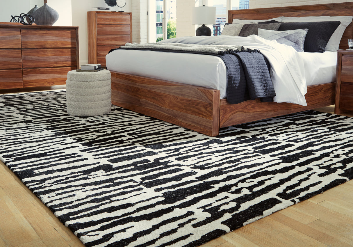 Furniture City Houma - Ashley Furniture - Bramshaw Rug - 10' x 14' Rug / Black/Ivory - R406760