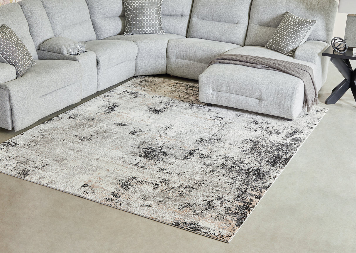 Furniture City Houma - Ashley Furniture - Langwell Rug - 5' x 7' Rug / Black/Gray/White - R406782
