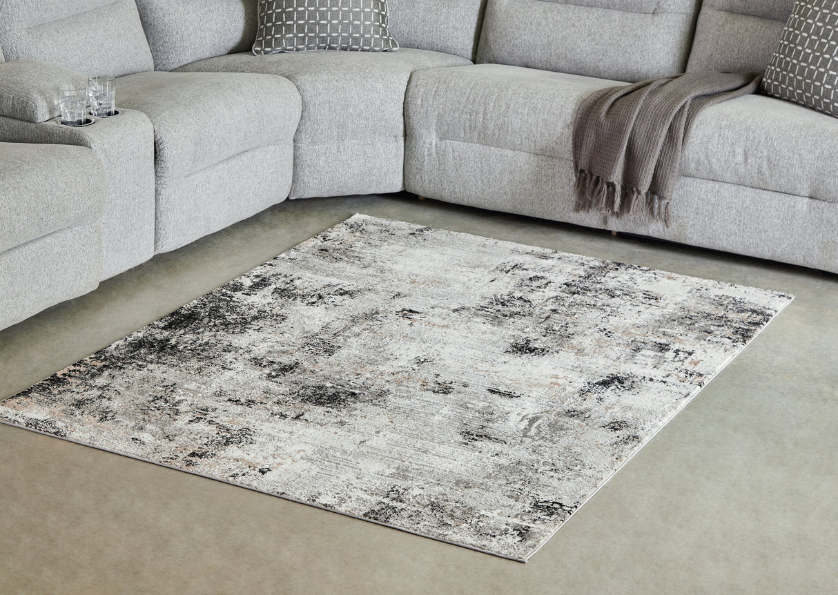Furniture City Houma - Ashley Furniture - Langwell Rug - 5' x 7' Rug / Black/Gray/White - R406782
