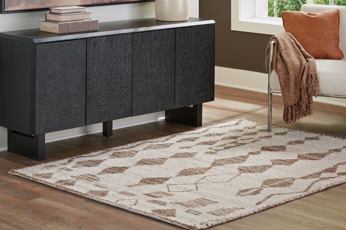 Furniture City Houma - Ashley Furniture - Brettler Rug - 5' x 7' Rug / Beige/Brown - R406792