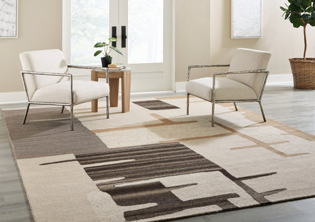 Furniture City Houma - Ashley Furniture - Kencher 10' x 14' Rug - 10' x 14' Rug / Beige/Brown - R406820