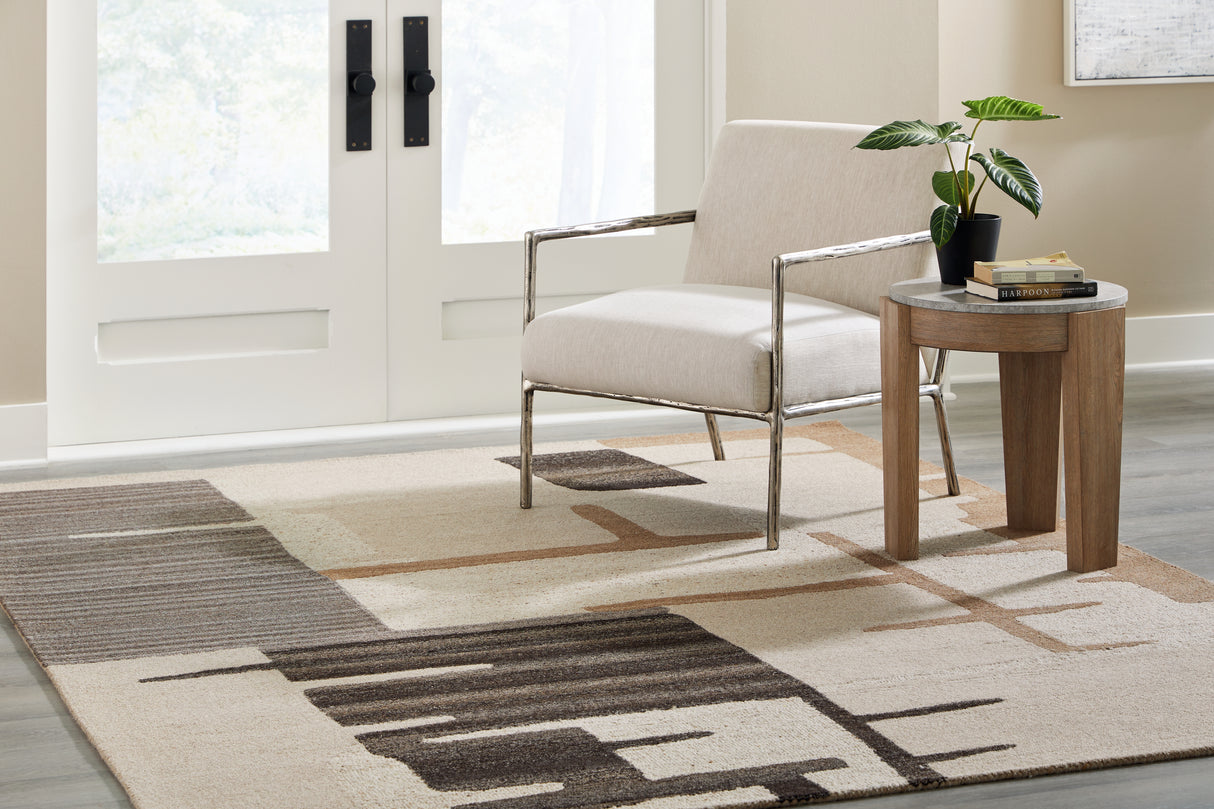Furniture City Houma - Ashley Furniture - Kencher 8' x 10' Rug - 8' x 10' Rug / Beige/Brown - R406821