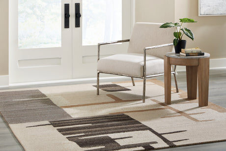 Furniture City Houma - Ashley Furniture - Kencher 8' x 10' Rug - 8' x 10' Rug / Beige/Brown - R406821